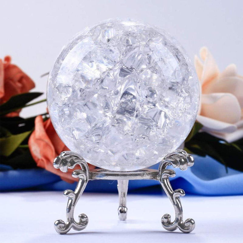 HAVME Ice Cracked Crystal Glass Fountain Ball, Clear - (Pack of 1, 5 cm)