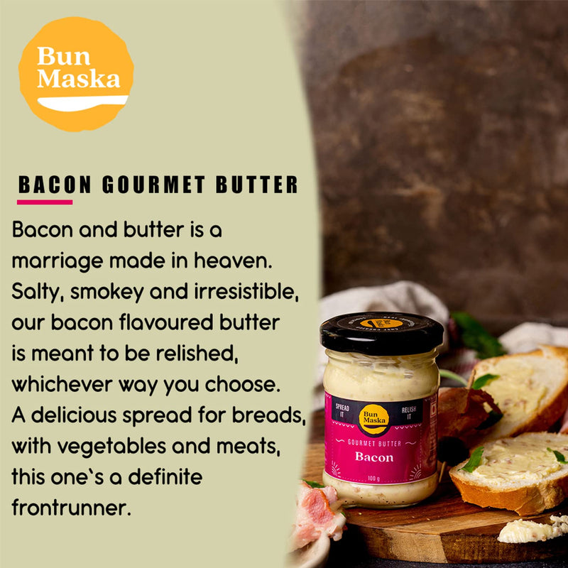 Bun Maska Bacon Butter | Made with Smoked Bacon | Contains Pork | No Artificial color | Breakfast Butter | Made in Small Batches (200g)