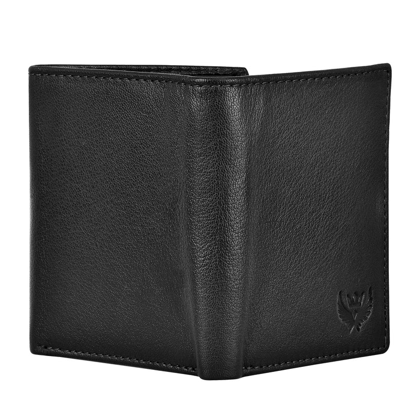 Lorenz Trifold Closure Black Rfid Blocking Leather Wallet For Men With Id Slot