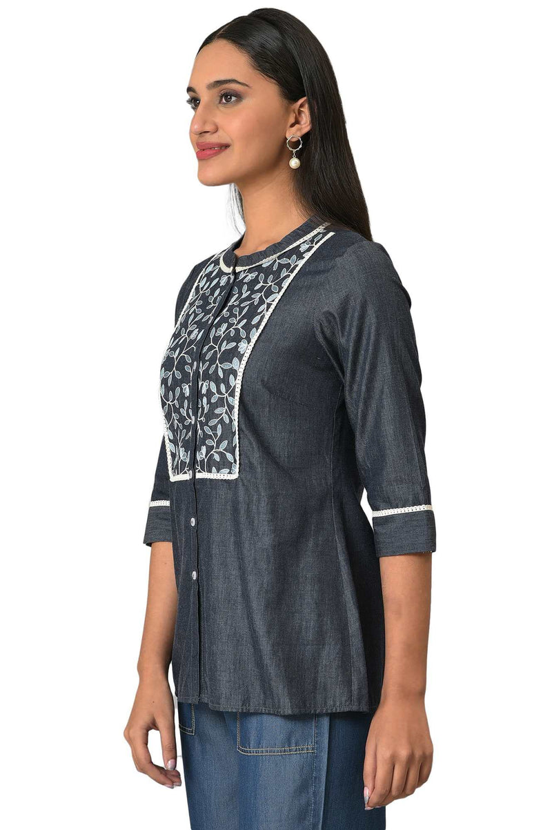 Aurelia Women's Lyocell Solid Regular Kurti (23FEA30315-704093_Blue