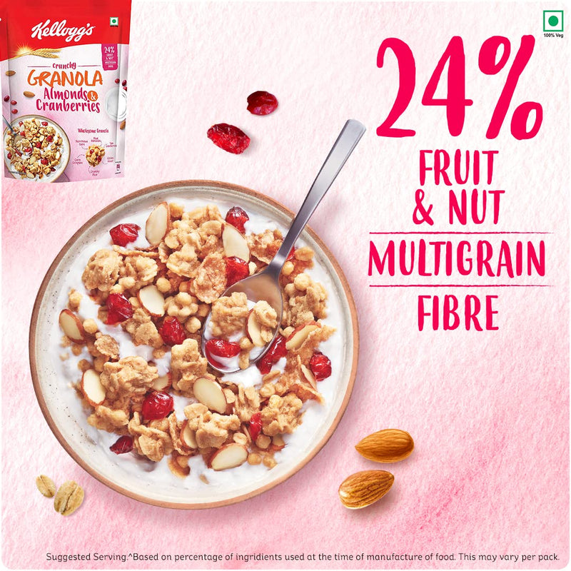 Kellogg's Chocos Fills Double Chocolaty 170g and Granola Almonds & Cranberries 140g Combo Pack | Naturally Cholesterol Free | Multigrain Breakfast Cereal