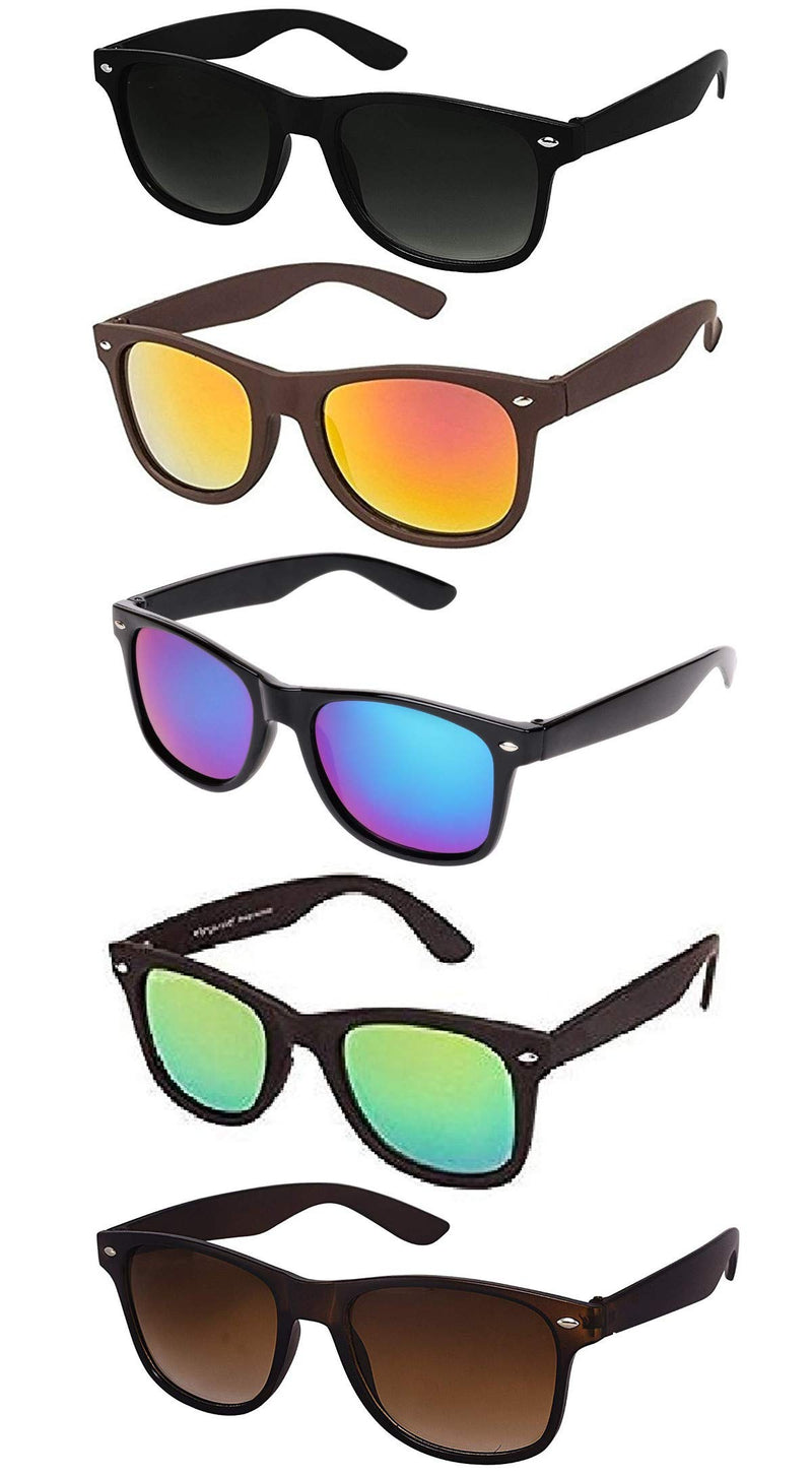 ELEGANTE Combo of 5 Square Sunglasses for Men (Color:-Green)-Pack of 5