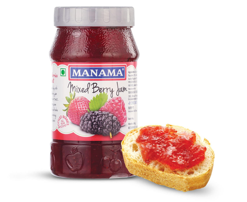 Manama Mixed Berry Jam (Raspberry, Strawberry and Mulberry), Pack of 1, 500GMS Each