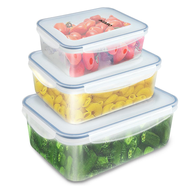 AGARO Airtight  Container, Food Storage Container with Lid, Multipurpose Kitchen Container, Rectangular Plastic Body, BPA Free, Set of 3, 500ML, 1L, 1.5L