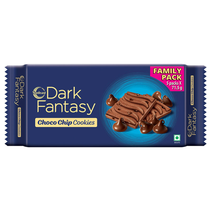 Sunfeast Dark Fantasy Choco Chip, Chocolate Cookies Loaded with Choco Chips, 357.5g