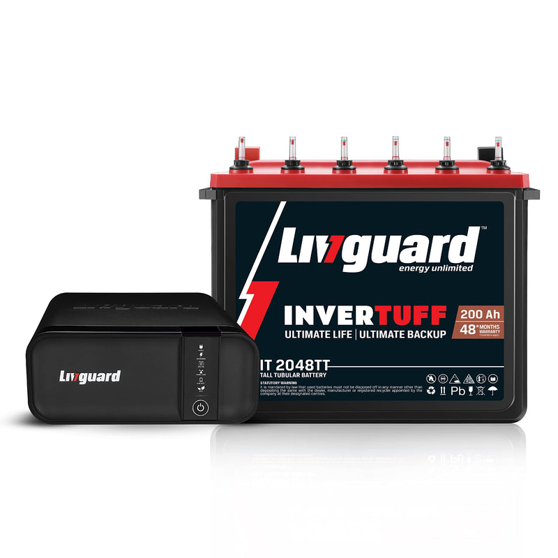 Livguard | 1250VA/12V Square Wave Inverter | 200Ah Tall Tubular Battery | Inverter & Battery Combo for Home, Small Shops & Offices | Best in Class Warranty & Free Installation