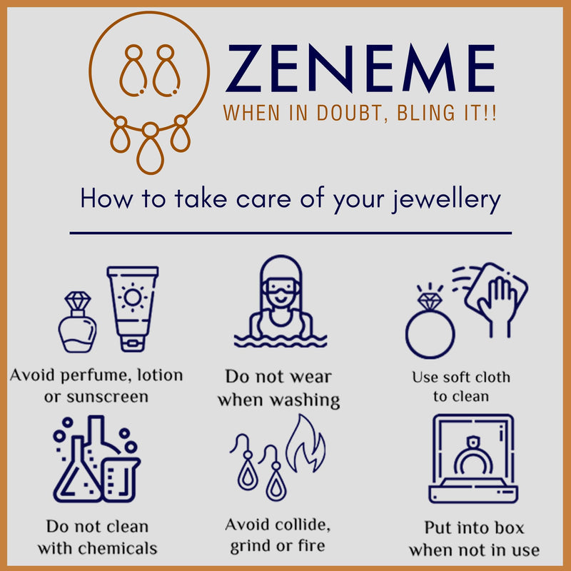 ZENEME Jewellery Set for Women American Diamond Necklace Set with Earrings, Bracelet and Ring Jewellery for Girls and Women (Heart-)