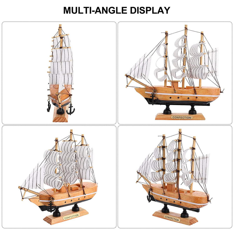 ADA Handicraft Wooden Beautiful Antique Decorative Wooden Sailing Ship showpiece for Office, Home, Decoration, Business Gifts (Antique Wood, White Color)