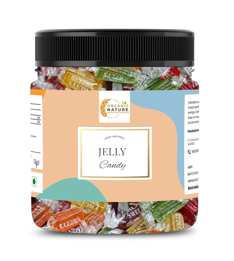 Organic Nature Jelly Candy Chocolate Fruits Flavour Mix Flavours 250 Gram Jar Pack