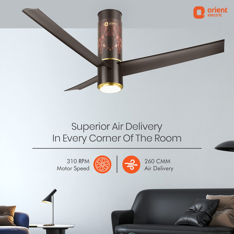 Orient Electric Aeroslim 1200mm BLDC motor Smart Ceiling Fan with IOT, Remote & Under light (Flame Gold)