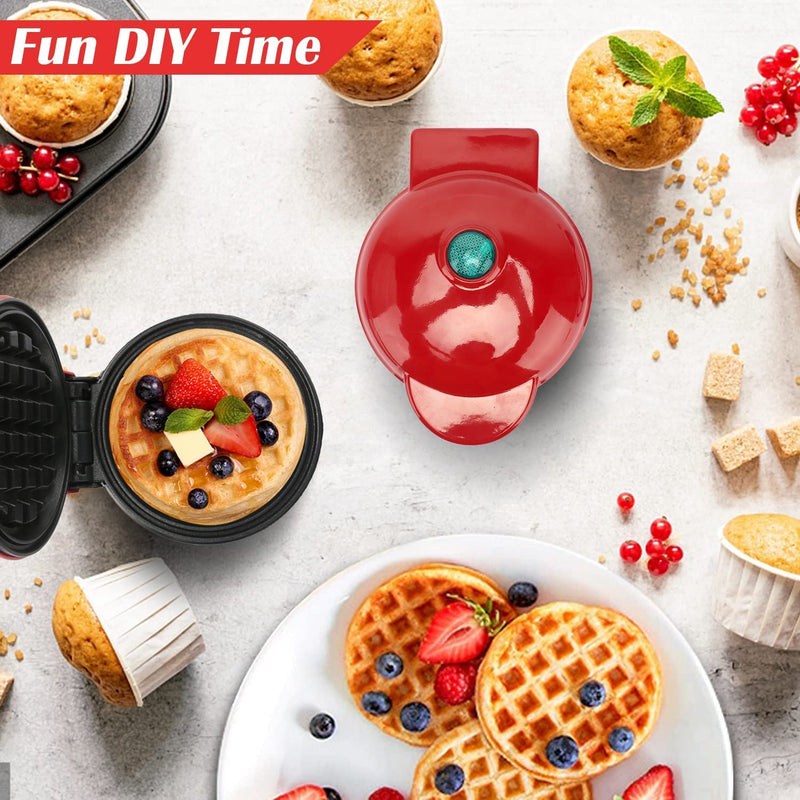 TASMAX mini waffle maker machine 3 in 1 waffle iron home appliances kitchen gift Easy to Clean, Non-Stick Surfaces, 4 Inch, Perfect for Breakfast,Dessert, Sandwich, Pan Cakes, Paninis/Other Snacks