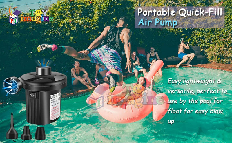 Toy Imagine™ Mini Electric Air Pump to Inflate & Deflate Air Bed, Pool Toys, Beach Balls and Other Inflatables | Lightweight & Portable | High Pressure | Quick Fill or Release - HT196 (230 V)