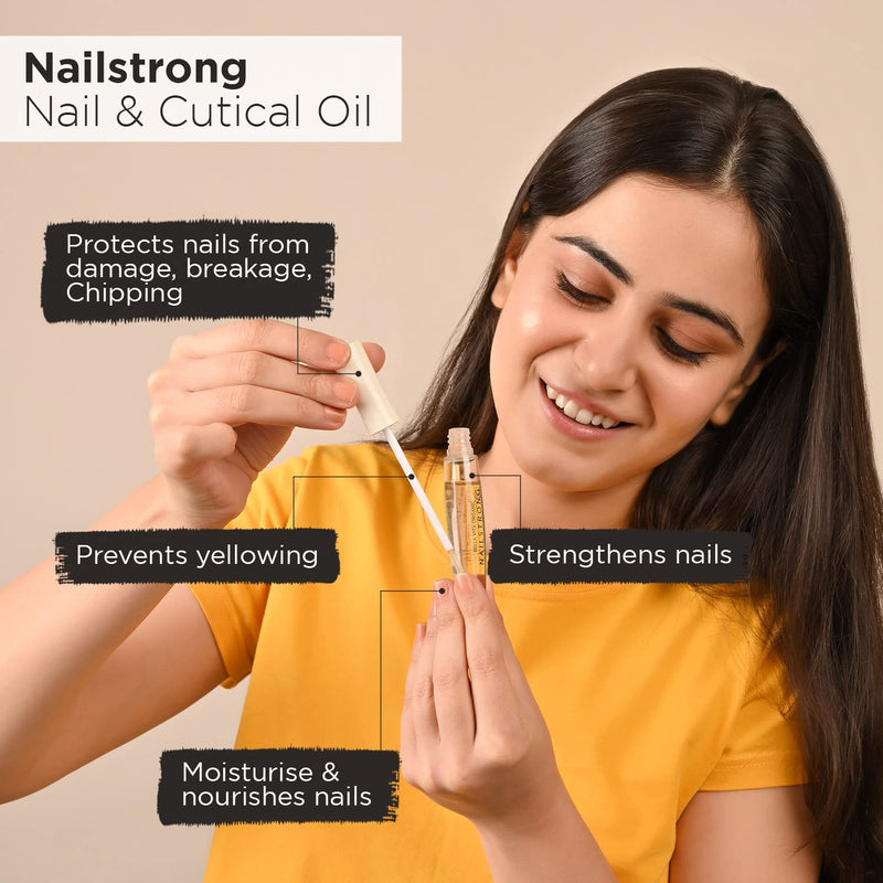 Bella Vita Organic Nail Strong Oil for Cuticle Care, Nail Growth & Strength With Goodness of Almond Oil - Soft, Smooth, & Strong Lustrous Nails, 12 ml