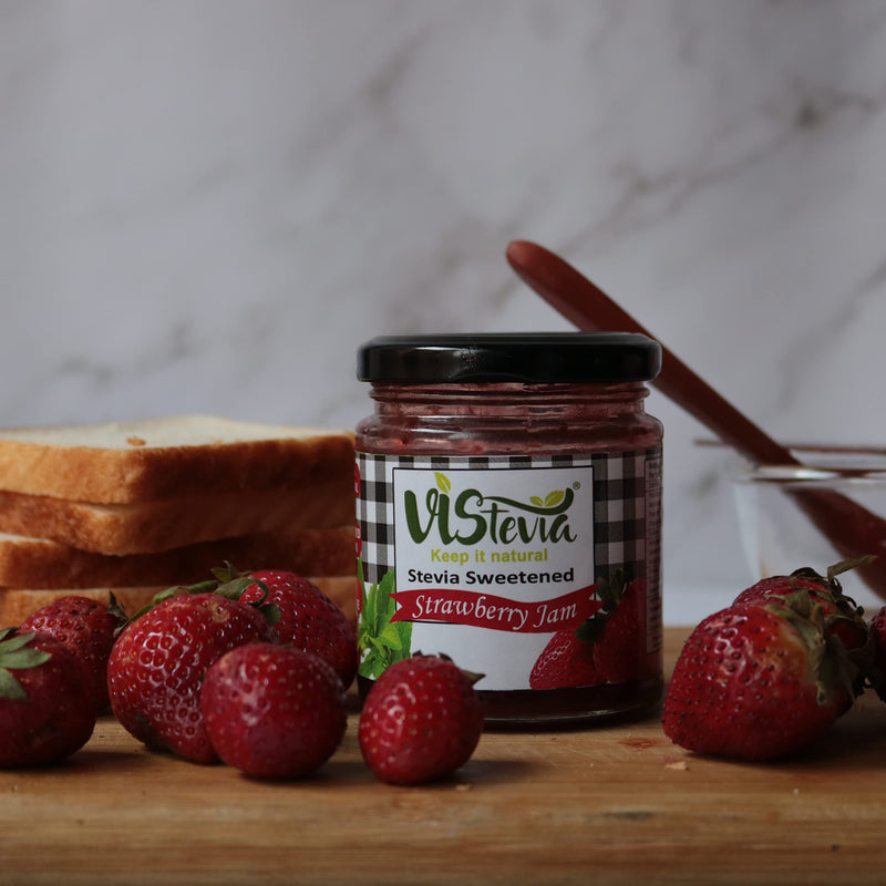 VIStevia Sugar Free Strawberry Jam/Orange Jam - Pack of 2 (400g x 2) | Diabetic and Keto friemndly | Sweetened with erythritol and stevia | Contains More Than 60% Fruit | No added colour or flavour | tastes delicious