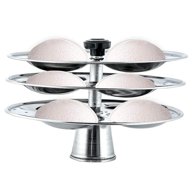 Steamers & Idli Makers - Stainless Steel Heavy Quality Idli Stand for 3 Liter Cooker Idli Maker Makes 12 Medium Size Idlis at Once with Stand Kitchen Tool 3 Plates (Stainless Steel)