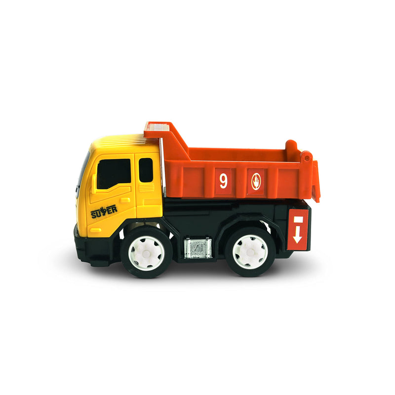 TOYZONE Friction Powered Mini Truck Series | Made in India | Friction Powered Toy | Unbreakable City Service Truck | Pull Back | Push & Go Crawling Toys (City Service Truck Dumper)