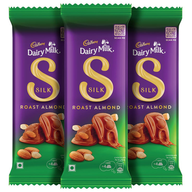 Cadbury Dairy Milk Silk Roast Almonds Chocolate Bar, 143 g (Pack of 3)