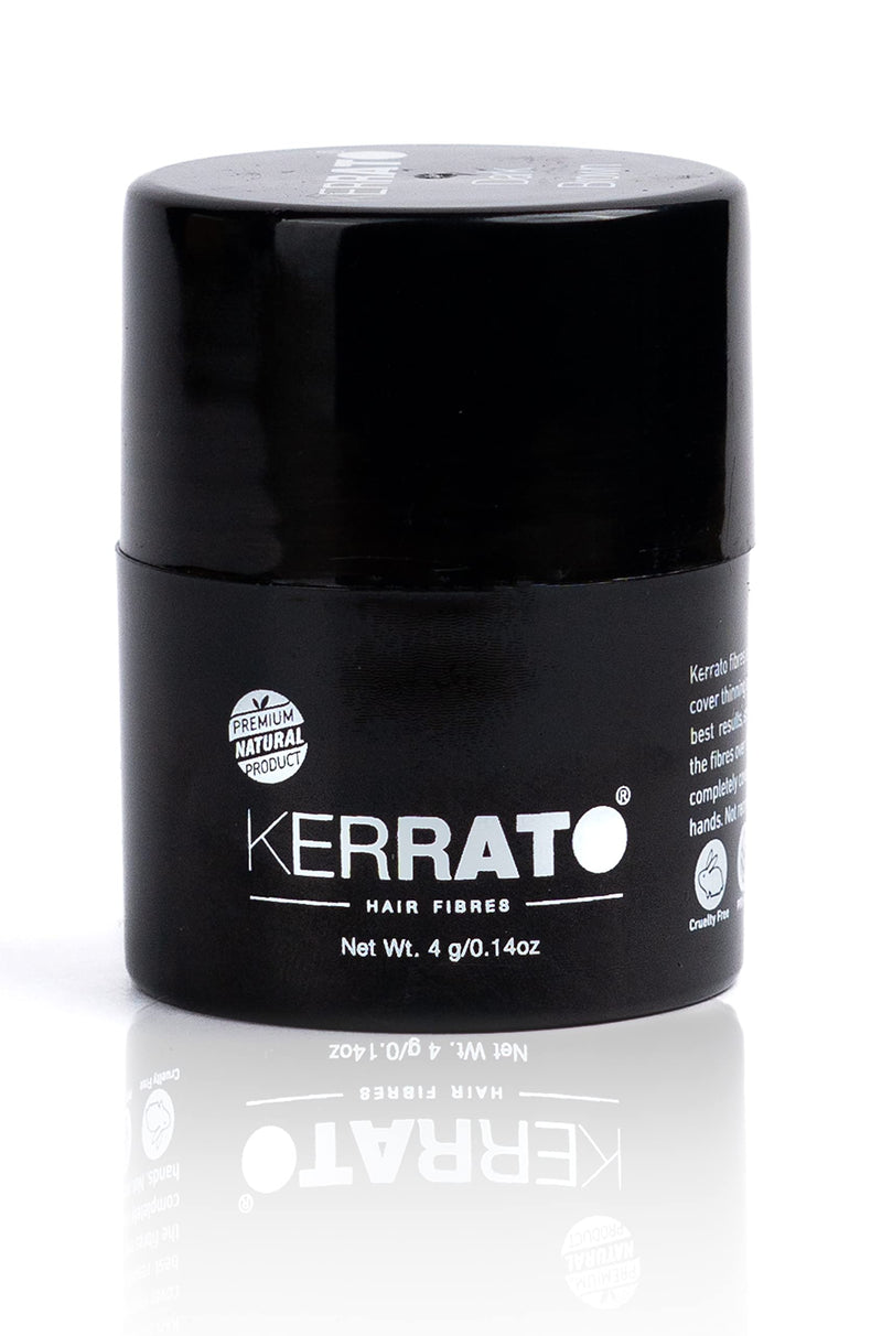 Kerrato Hair Fibres for Thinning Hair (NATURAL BLACK) Natural - 4g - Conceals Hair Loss in 10 seconds - Natural Hair Thickener & Fibers for Thin Hair for Men & Women