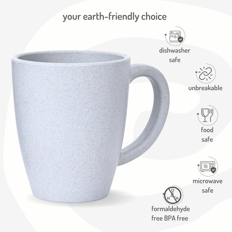 Eha Earth-Friendly Classic Coffee Mug Set of 4 | 300 ml | Made with Rice Husk & Bamboo Fibers | Microwave Safe | for Hot & Cold Coffee, Milk & Tea Cup | Matte Finish Mugs |Multicolor-Light