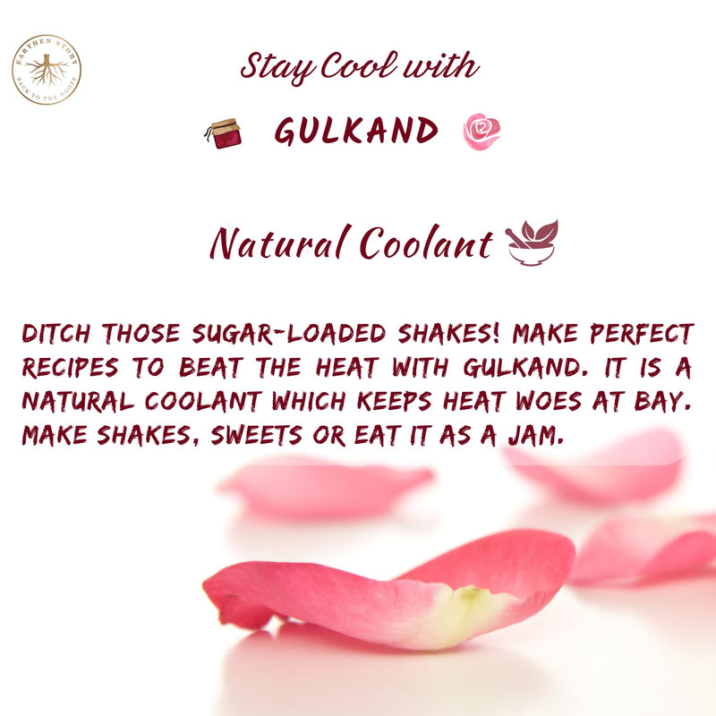 Earthen Story Organic Sun Cooked Gulkand 200gm | 50% Damask Rose and 50% Dhaga Mishri | 100% Natural Rose Petal Jam | Ayurvedic coolant | Good for gut health | No artificial chemicals or preservatives