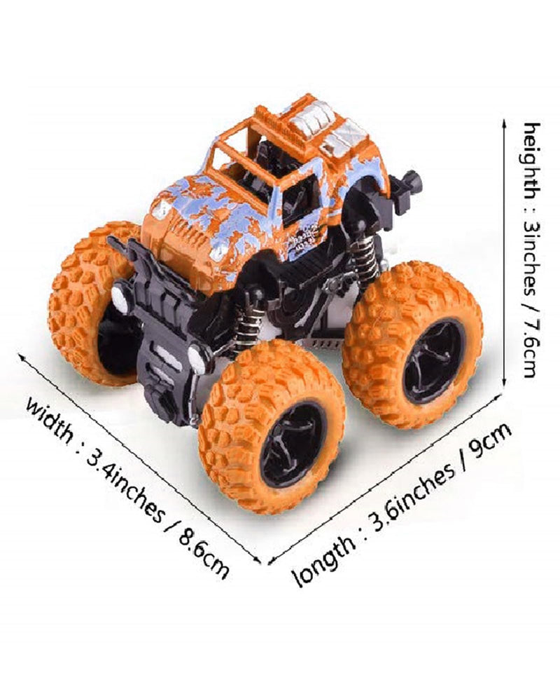 Toy Imagine™ 4x4 Mini Monster Friction Power Truck Pack of 2 Kids Age 3-8 | 360° Drift Stunt Car | Push & Go Forward | Off-Road Toy Car | Best Birthday Gift for Baby Boys & Girls. (Colour May Vary)