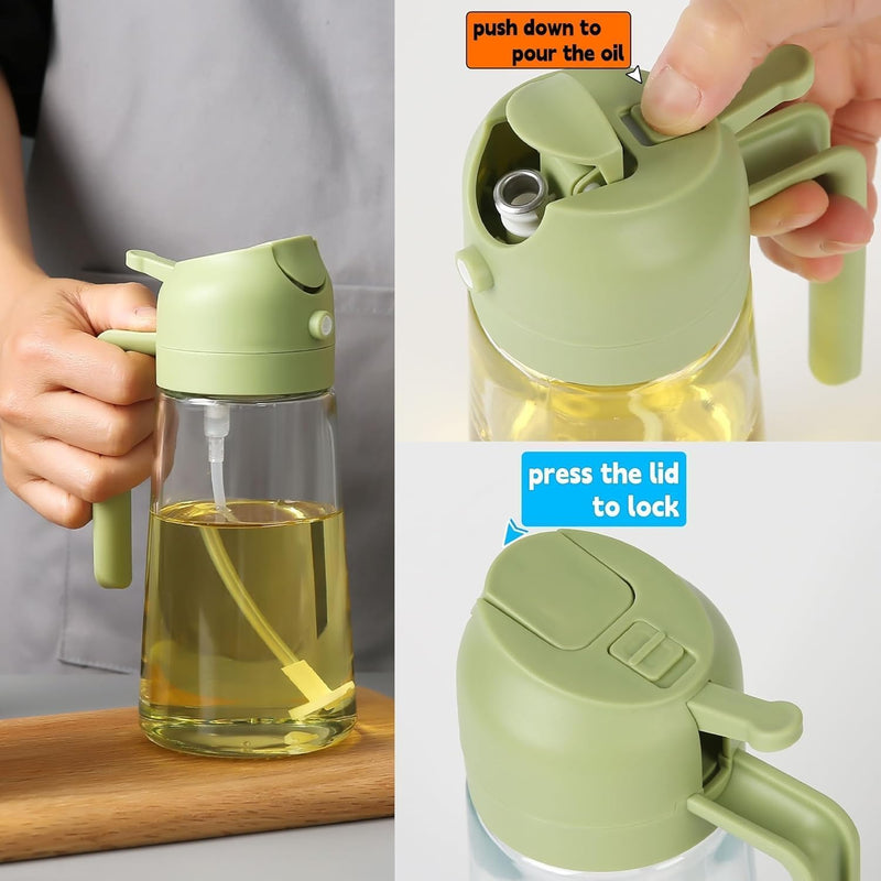 Oil Sprayer for Cooking Kitchen Gadgets Accessories for Air Fryer Kitchen Oil Bottle 500 ML Cooking 2 in 1 Olive Oil Sprayer and Oil Dispenser Baking, Kitchen BBQ Air Fryer Salad Frying Baking.