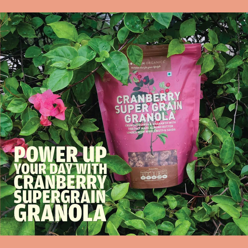 Nourish Organics Cranberry Super Grain Granola, 270g Single Pack | Healthy and Nutritious Breakfast Cereals with Whole Nuts | No Refined Sugar | Clean Label