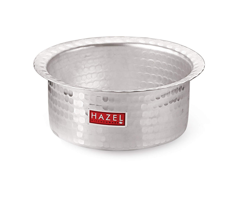 HAZEL Aluminium Hammered Tope Set with Lid I Food-Grade Aluminium Kitchen Utensils for Traditional Indian Cooking I 9 Utensils Set for Kitchen I Ideal Kitchen Set for Home Cooking