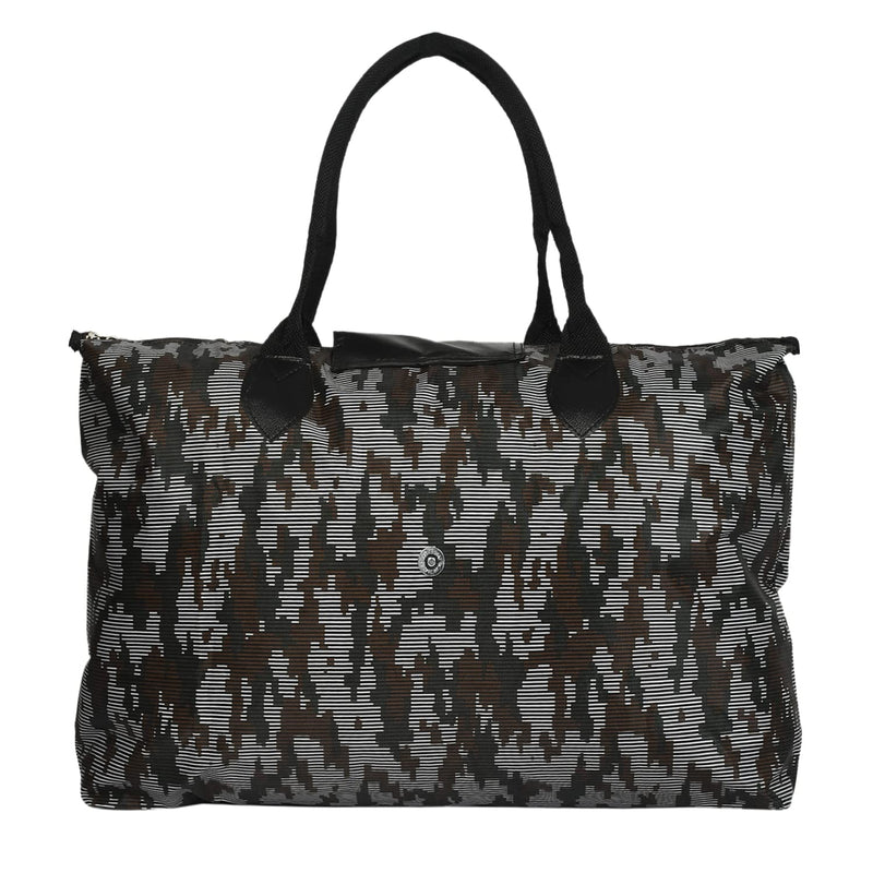 Kuber Industries Camouflage Print Rexine Shopping Bags/Grocery Bag for Carry Grocery, Fruits, Vegetable with Handles (Black) 54KM4021