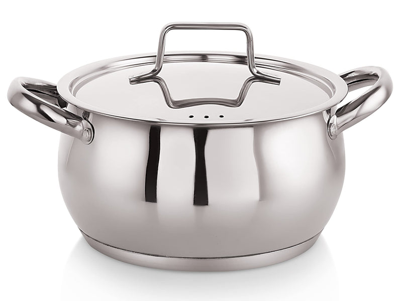 NIRLON Deluxe Series Stainless Steel Impact Bonded Tri Ply Bottom Induction Handi Casserole with Steel Lid, 18 cm / 2.9 litres, Dishwasher Safe | Flame Safe | Gas Stove Safe | Hot Plate Safe