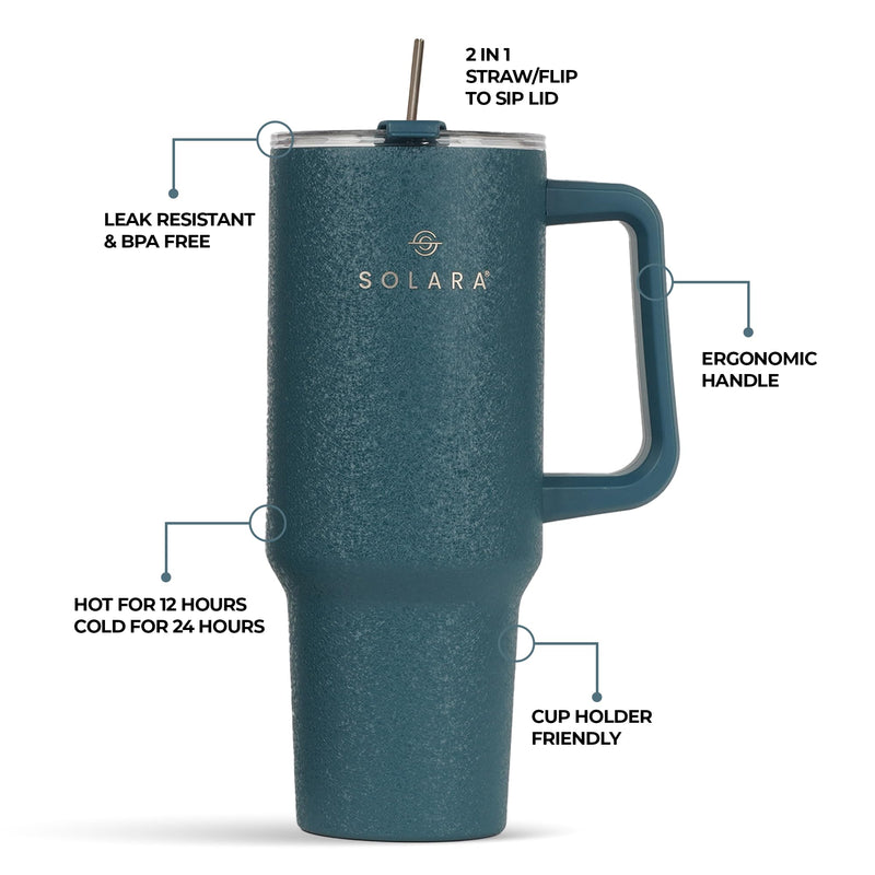 SOLARA Elixir 40oz Tumbler for Hot and Cold, 1200ml Insulated Tumbler with Lid, Stainless Steel Tumbler with Straw, Travel Tumbler, Coffee Mug for Office, Home, 1200ml, 40oz, Bezel