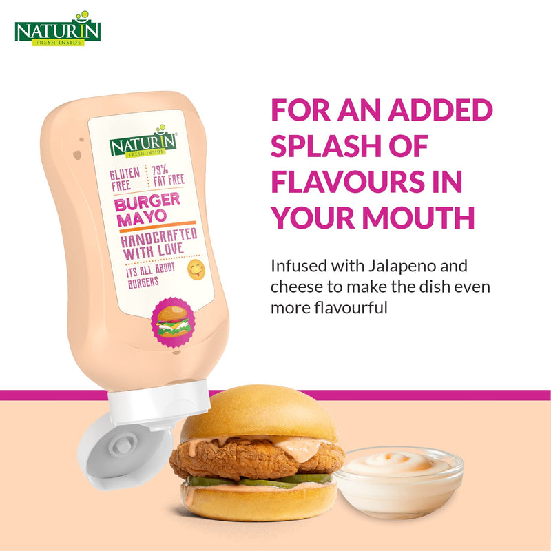 Naturin Combo Pack of 2- Burger Mayo 290g & Tandoori Mayo 290g | Gluten Free | 100% Vegetarian & Eggless Mayonese | Mayonnaise for Burgers, Sandwiches, French Fries | Marinade or Dip for Snacks