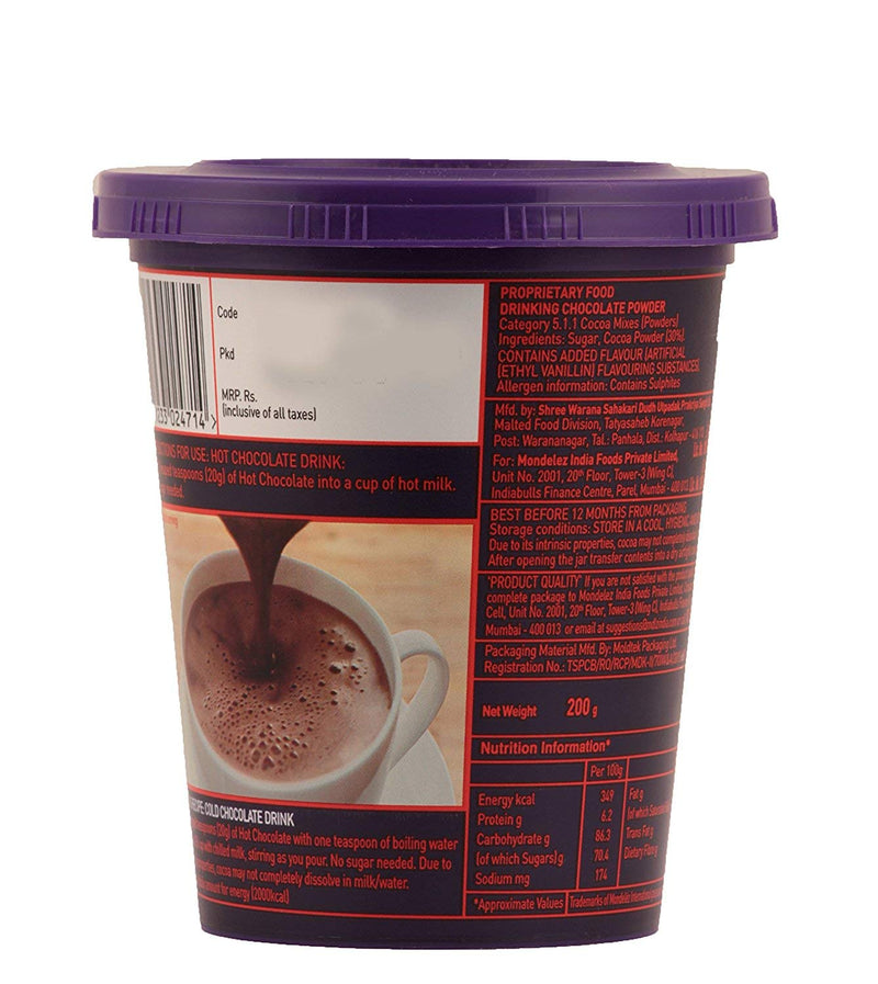 Cadbury Hot Chocolate Drink Powder Mix, 200g