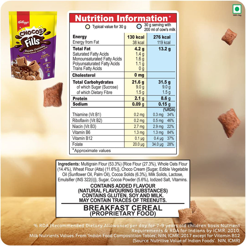 Kellogg's Chocos Fills Double Chocolaty 170g and Granola Almonds & Cranberries 140g Combo Pack | Naturally Cholesterol Free | Multigrain Breakfast Cereal