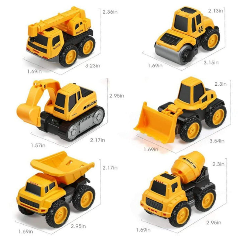 TEC TAVAKKAL Metal Team Car Unbreakable Engineering Automobile Construction Car Toys Set for Children Kids Crane Excavator Road Roller Forklift Mixer Truck Transporter Truck Machine Construction Toys.