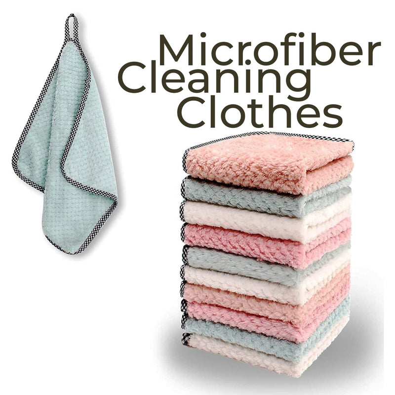 ATCAN Microfiber Cleaning Cloths, 5pcs 25x25cms 300GSM Multi-Colour! Highly Absorbent, Lint and Streak Free, Multi -Purpose Wash Cloth for Kitchen, Car, Window, Stainless Steel, Silverware.