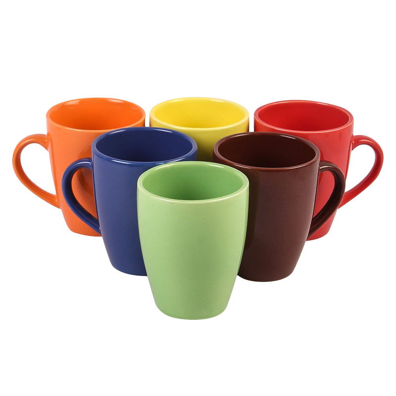 Anwaliya Edesia Series Coffee Mug - Ceramic Set of 6 (280ml) Handcrafted Design Tea Cups Set of 6 Stackable, Chip Resistant, with Handles Large Serving Coffee Cup, Elsa (Color May Vary)