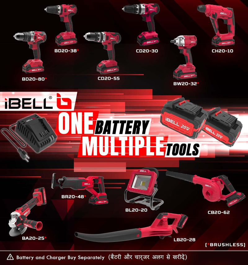 IBELL One Power Series Cordless Leaf Blower LB20-28 20V 280W 4Ah Battery & Charger