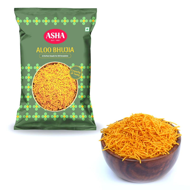 Namkeen - Aloo Bhujia - Namkin - Bhujiya Snacks - Namkeens In Fresh - Shahi Sev Namkeen - Bhelpuri Bujia - Snacks - Spiced Potato Namkeen, Fresh Delight, Authentic Taste, Pack of 1