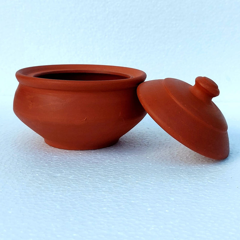 Salem Pottery Shop Earthenware Classic Handmade Organic Terracotta Clay Curd Pot (400 ml, Brown)