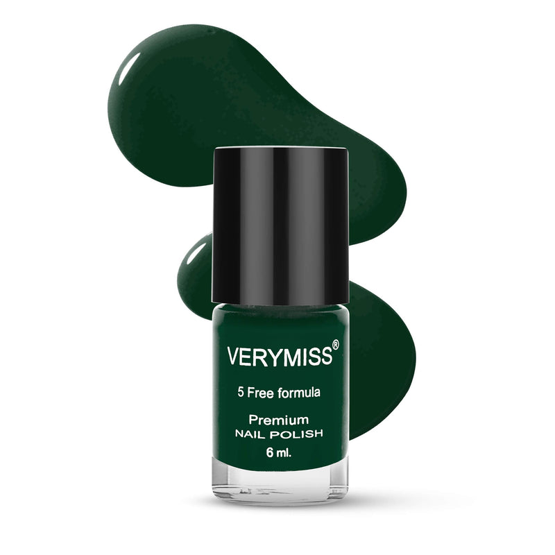 Verymiss Premium Non UV Gel Nail Polish | Smooth Application | Quick Drying | Ultra Long Lasting | Vegan | Paraben Free | Harmful Toxic Free | 6 ml | 208 Forest Green