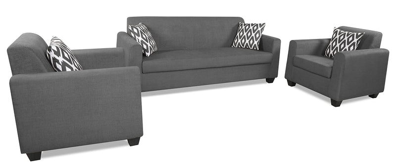 Adorn India Blazer 3-1-1 Five Seater Sofa Set (Grey, Wood)