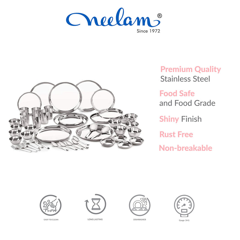 Neelam Stainless Steel Premium Dinner Set (Set of 50 Pcs)