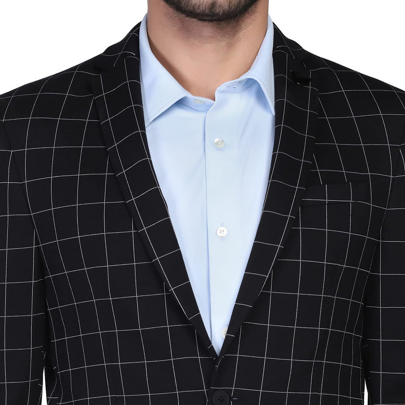 blackberrys Checks Polyester Slim Fit Mens Work Wear Suit (Black, Size_40)