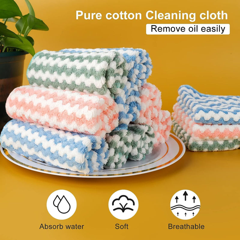 Thea Cotton Microfibre Cleaning Rag Super Absorbent Microfibre Cleaning Cloth Multipurpose Cleaning Towels Coral Fleece Scouring Cloth For Kitchen Cleaning Use (12)