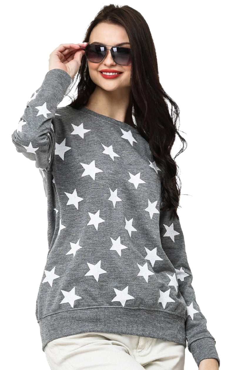 LEOTUDE Women's Loopknit Round Neck Regular Sweatshirt (05_Stargryy_P_Grey_2Xl)