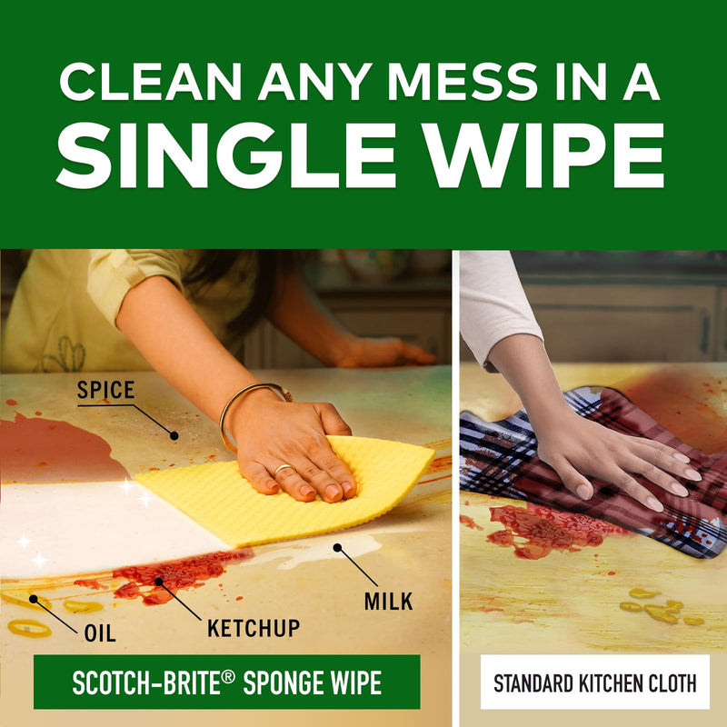 Scotch-Brite Sponge Wipe Resusable Kitchen Cleaning Sponge- Easy to use, Multi- color & Biodegradable (pack of 10)