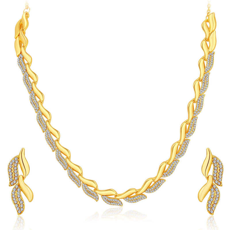 Sukkhi Sparkling Gold Plated Wedding Jewellery Austrian Diamond Set of 4 Necklace Combo for Women (SKR48715)