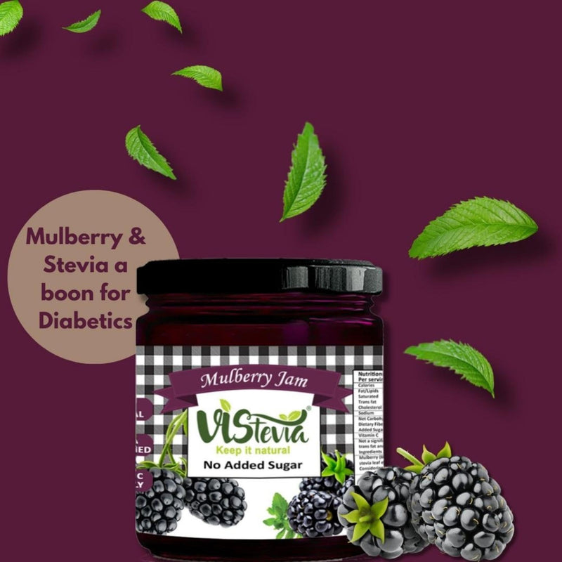 Vistevia Sugar Free Mulberry, Raspberry & Strawberry Jam, Diabetic and Keto Friendly - Sweetened Naturally with Stevia, More Than 60% Whole Berry Content - Tastes Delicious - Pack of 3 (220*3 GM)