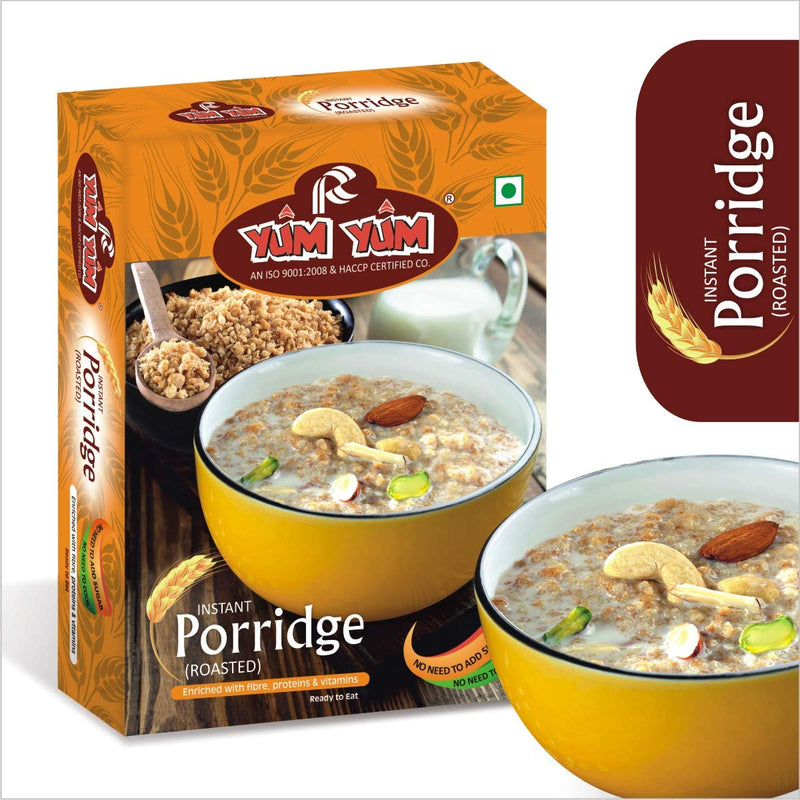 YUM YUM High Fiber Instant Roasted Porridge Honey Flavor with Proteins & Vitamins – 360gm (Pack of 2 Box) Nutritious Breakfast Cereals, (Daliya/Dalia)